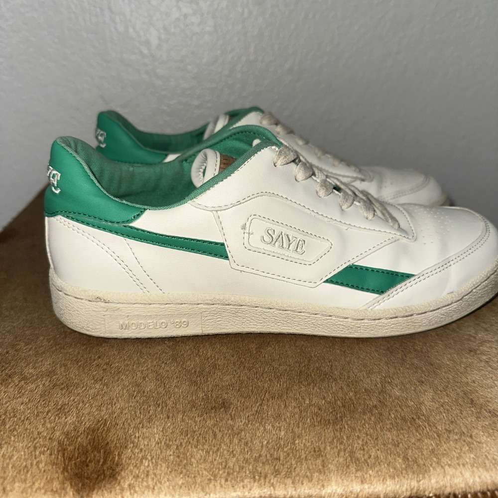 SAYE Modelo‎ '89 Icon  Cactus Cream Green Sneakers Shoes Vegan Leather Size 10.